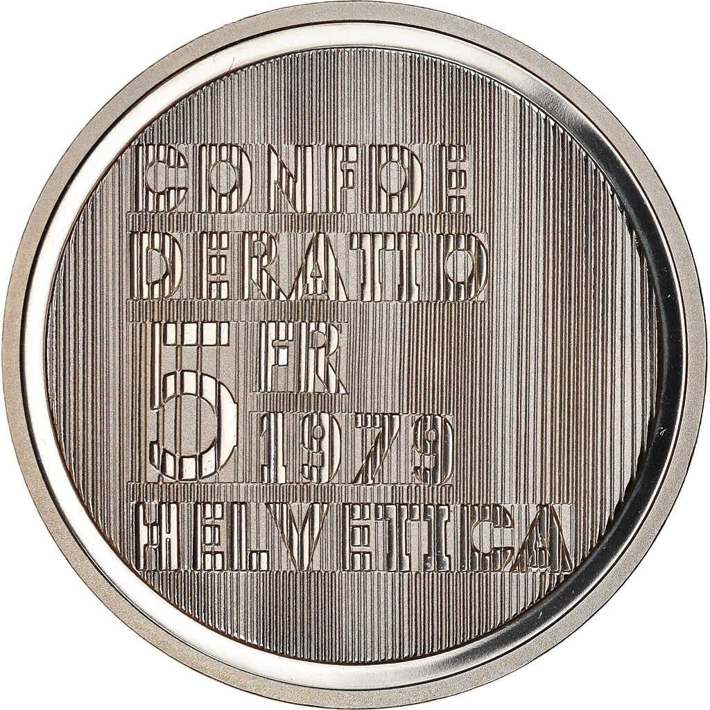 Moneta, Szwajcaria, Albert Einstein, 5 Francs, 1979, MS(63), Miedź-Nikiel