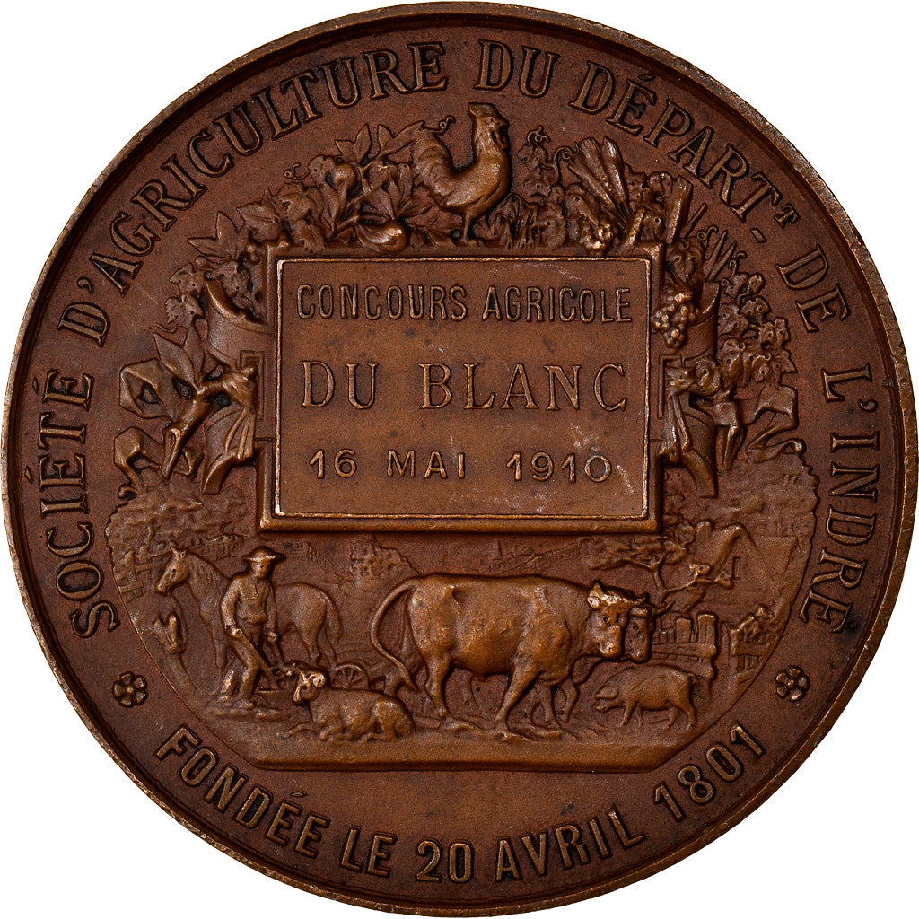 France, Médaille, Agriculture, Concours du Blanc, Indre, 1910, Blondelet, SUP