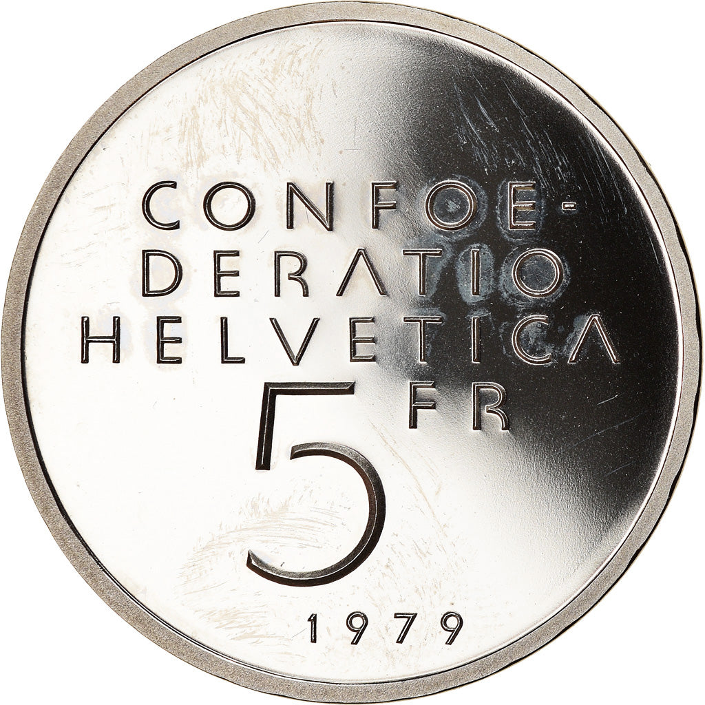 Coin, Switzerland, A. Einstein, 5 Francs, 1979, MS(63), Copper-nickel