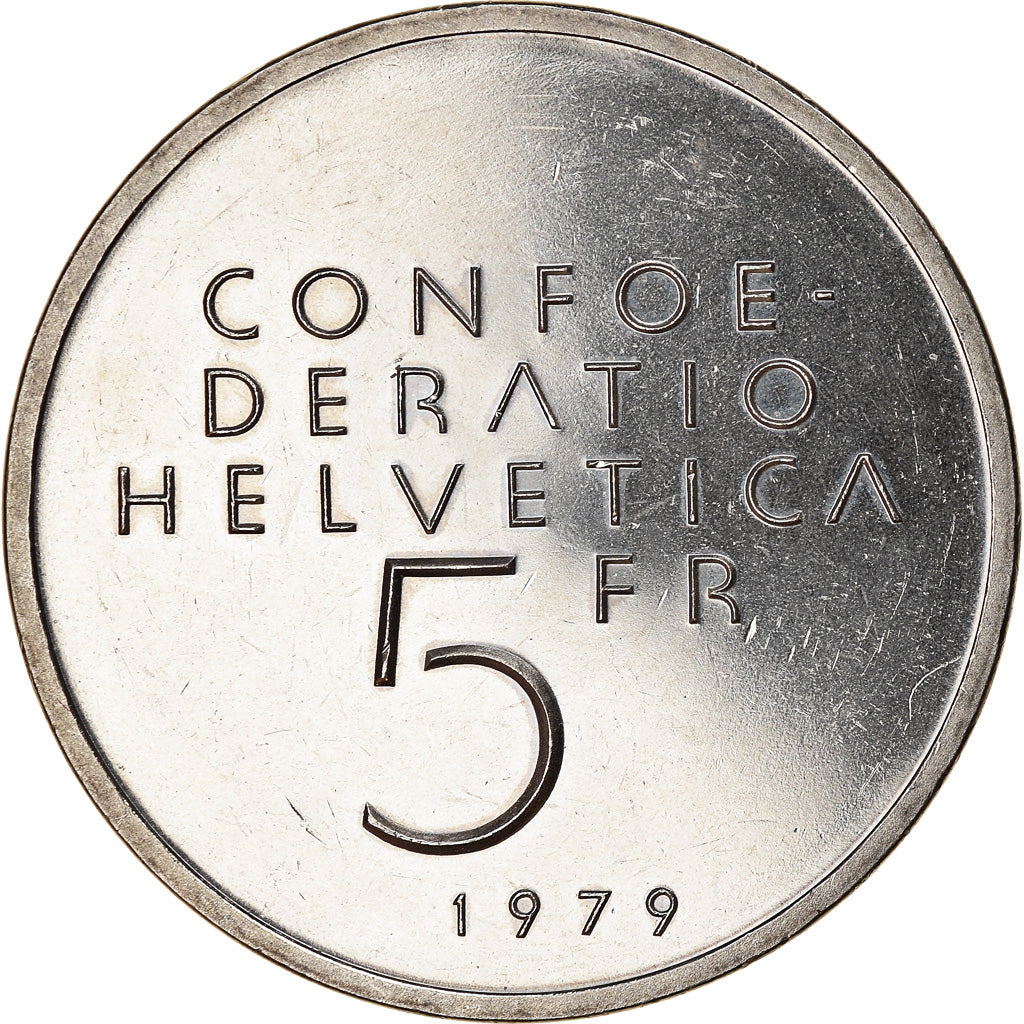 Münze, Schweiz, A. Einstein, 5 Francs, 1979, UNZ, Copper-nickel