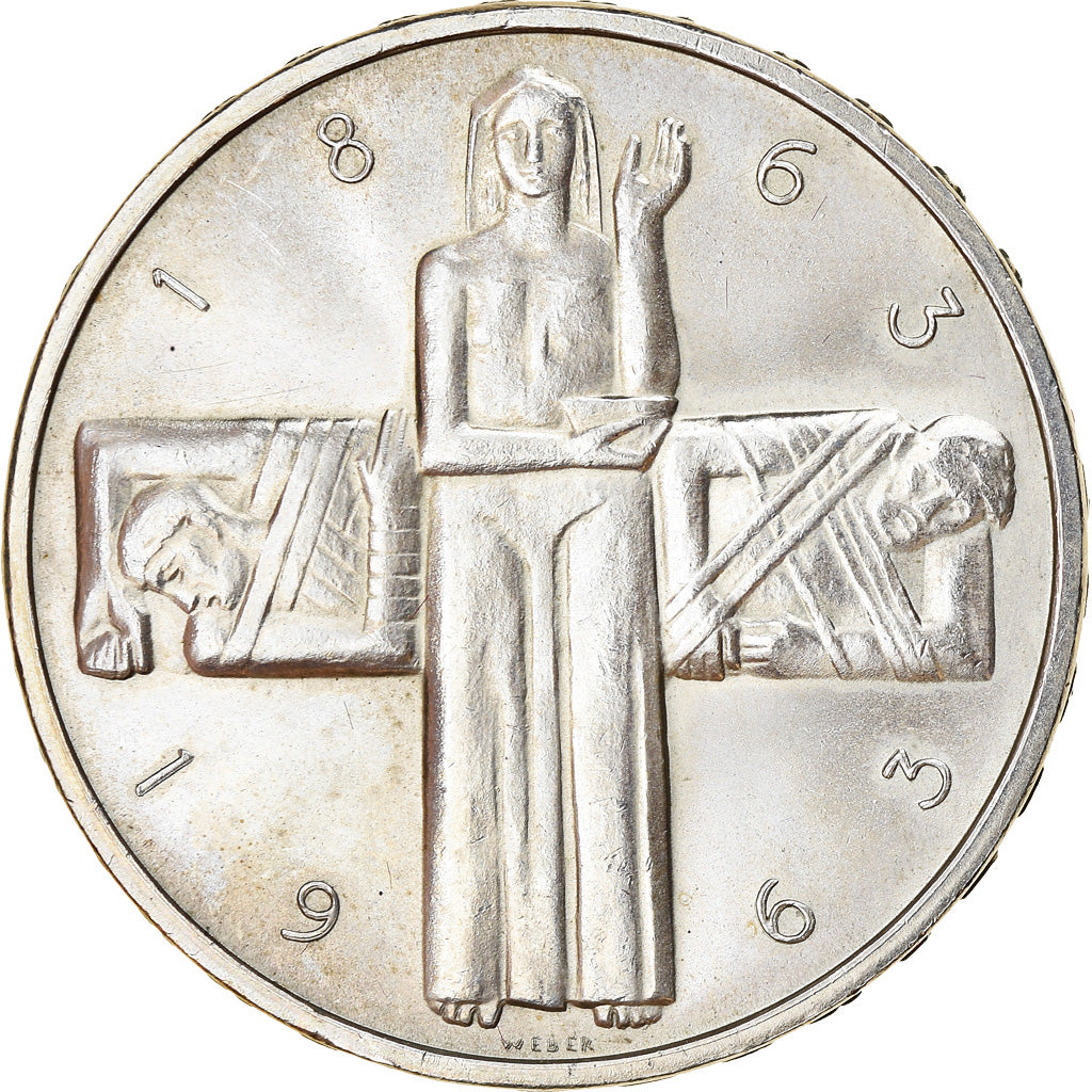 Coin, Switzerland, Croix Rouge, 5 Francs, 1963, MS(63), Copper-nickel