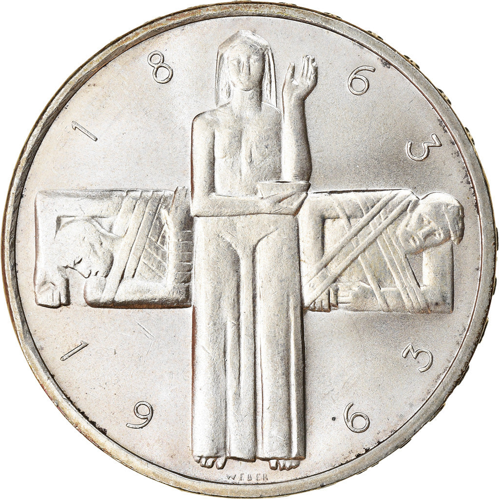 Coin, Switzerland, Croix Rouge, 5 Francs, 1963, MS(63), Copper-nickel