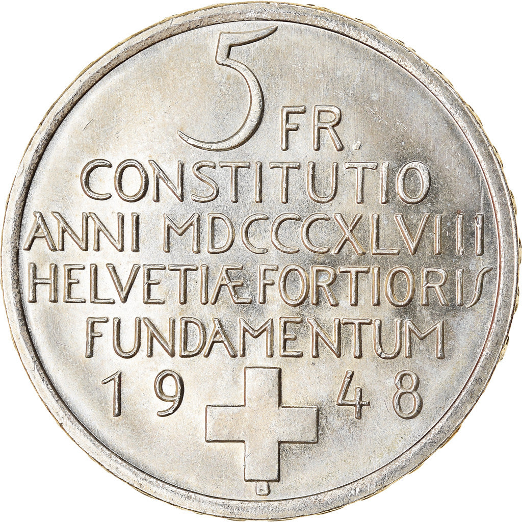 Münze, Schweiz, Constitution, 5 Francs, 1948, UNZ, Copper-nickel