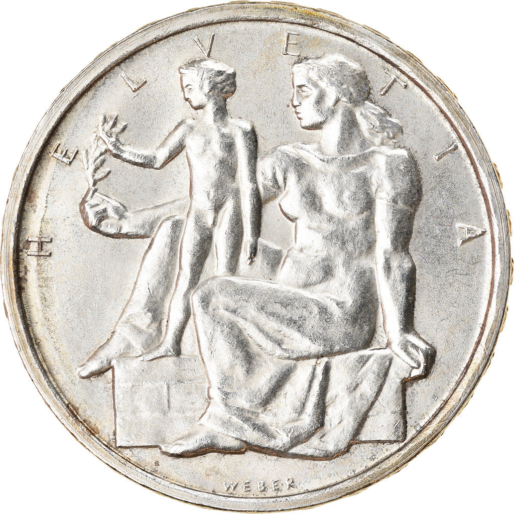 Moneta, Szwajcaria, Constitution, 5 Francs, 1948, MS(63), Miedź-Nikiel