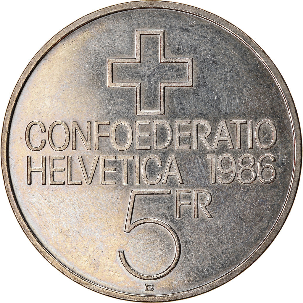 Coin, Switzerland, Sempach, 5 Francs, 1986, MS(63), Copper-nickel