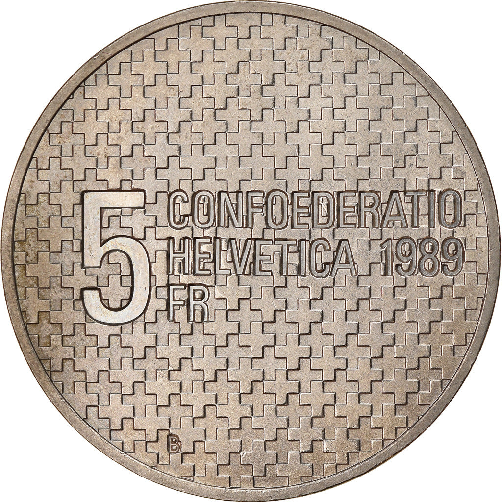 Coin, Switzerland, Général Guisan, 5 Francs, 1989, MS(63), Copper-nickel
