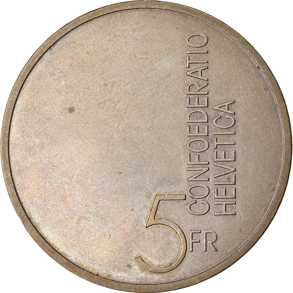 Moneda, Suiza, Année européenne de la musique, 5 Francs, 1985, EBC, Cobre -