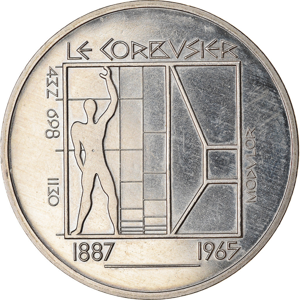 Moneta, Svizzera, Le Corbusier, 5 Francs, 1987, SPL, Rame-nichel