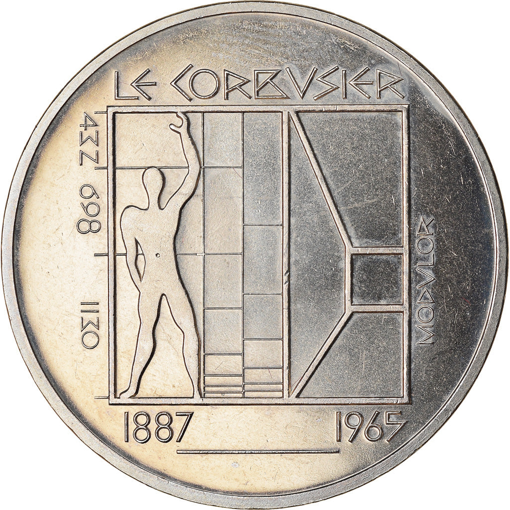 Moneta, Svizzera, Le Corbusier, 5 Francs, 1987, SPL, Rame-nichel