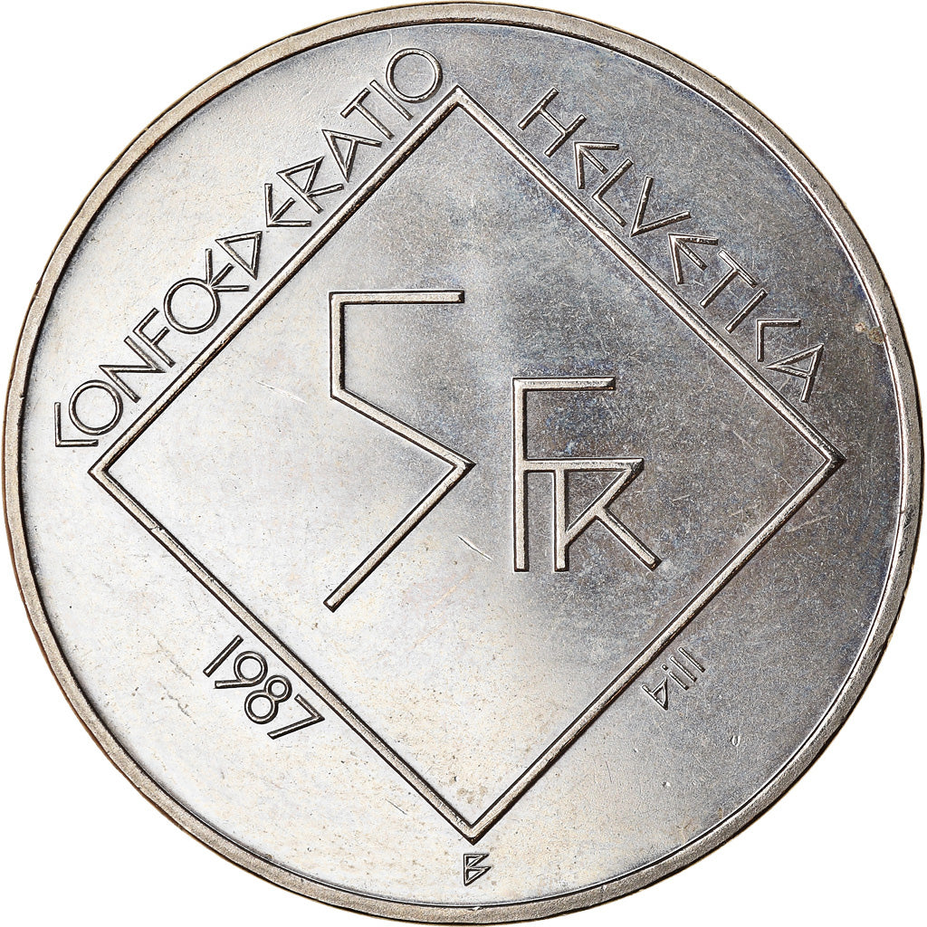 Monnaie, Suisse, Le Corbusier, 5 Francs, 1987, SPL, Copper-nickel