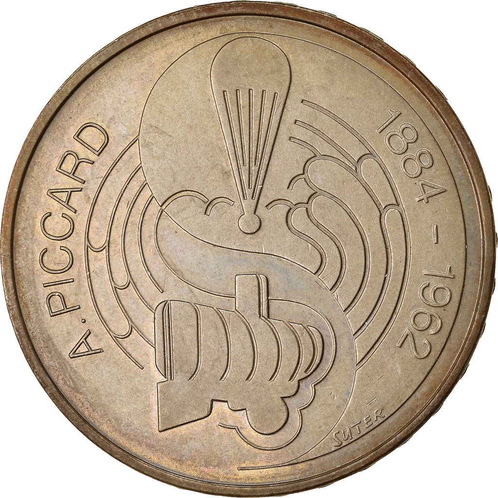 Münze, Schweiz, Auguste Piccard, 5 Francs, 1984, UNZ, Copper-nickel