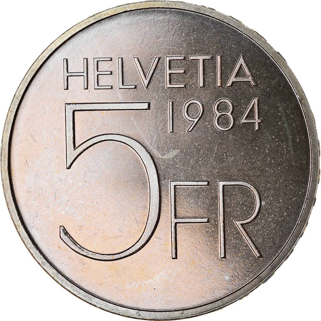 Moneta, Svizzera, Auguste Piccard, 5 Francs, 1984, SPL, Rame-nichel