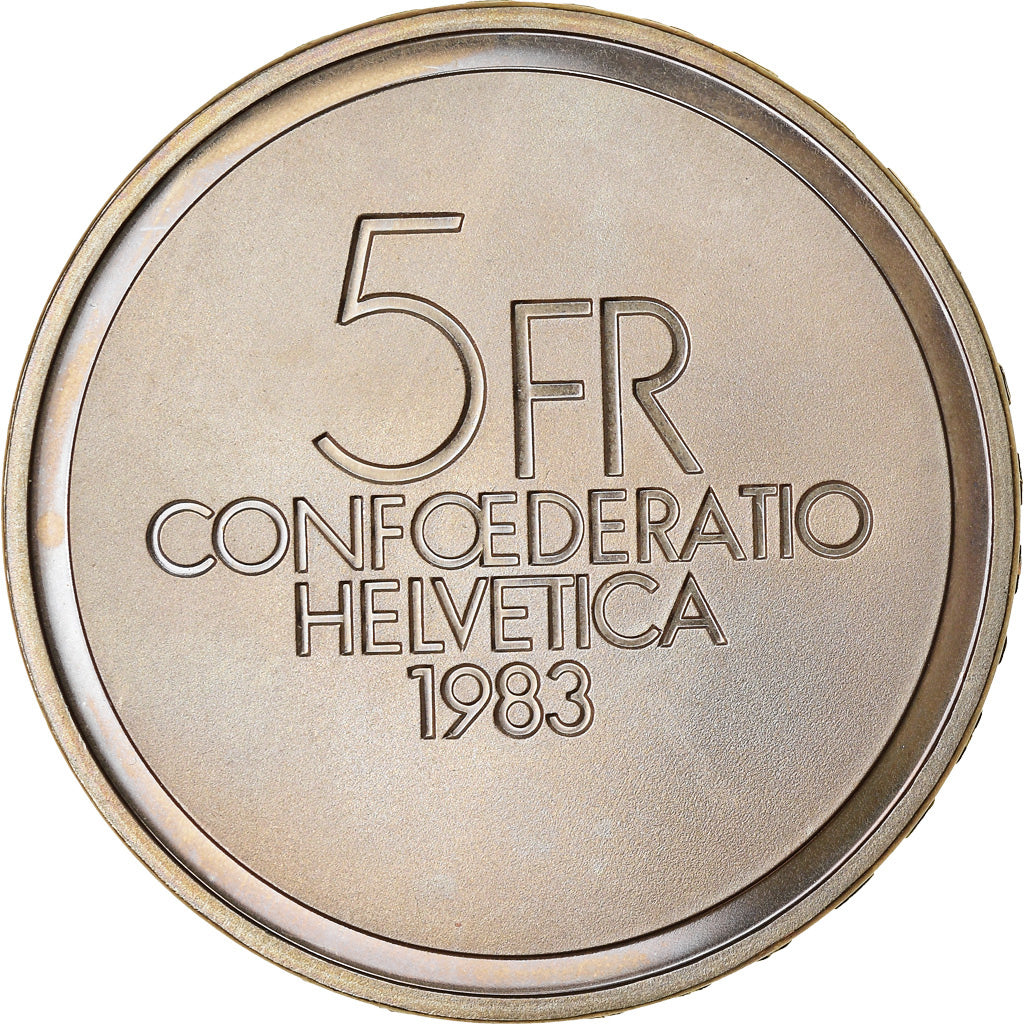 Moeda, Suíça, Ernest Ansermet, 5 Francs, 1983, MS(63), Cobre-níquel