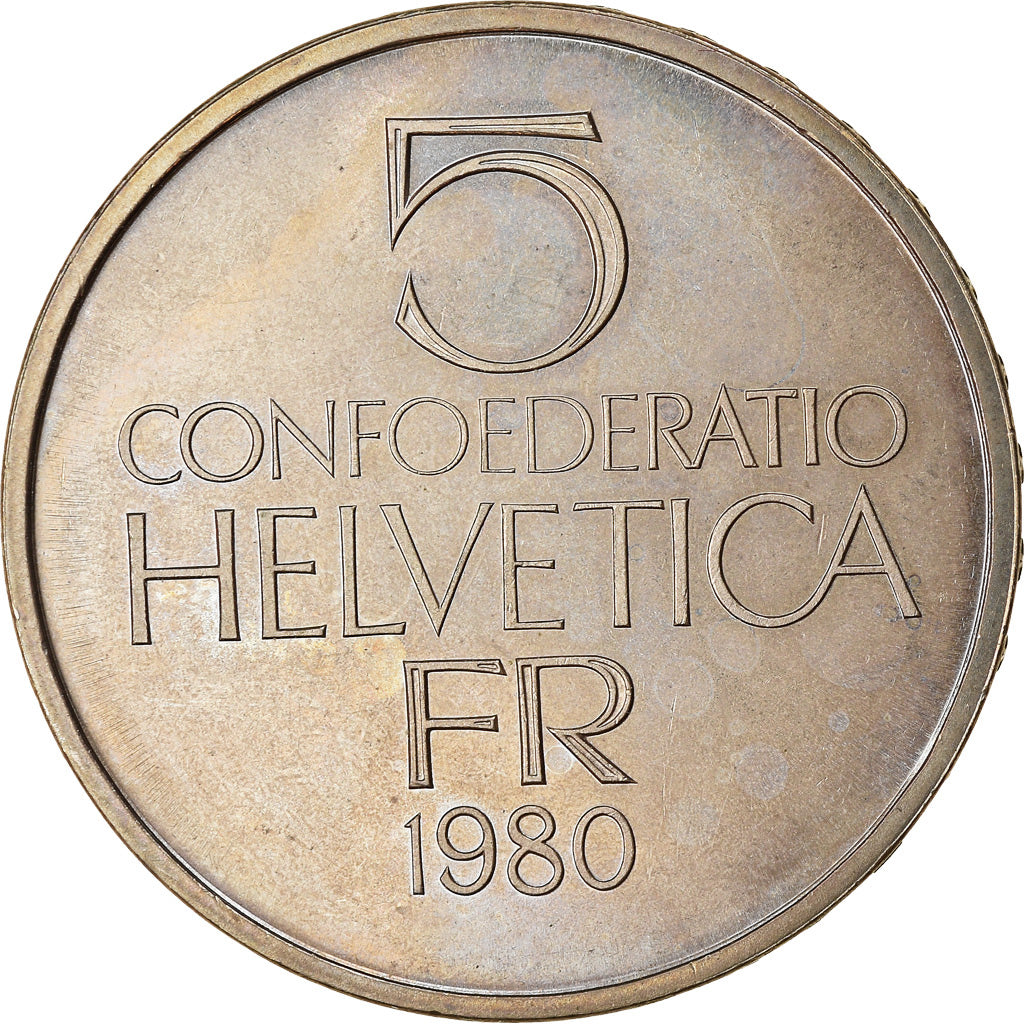 Moneta, Svizzera, Ferdinand Hodler, 5 Francs, 1980, SPL, Rame-nichel