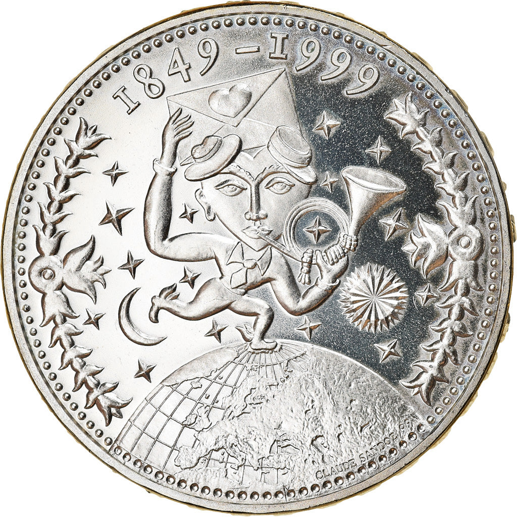 Münze, Schweiz, 150 ans de la Poste, 20 Francs, 1999, UNZ, Silber