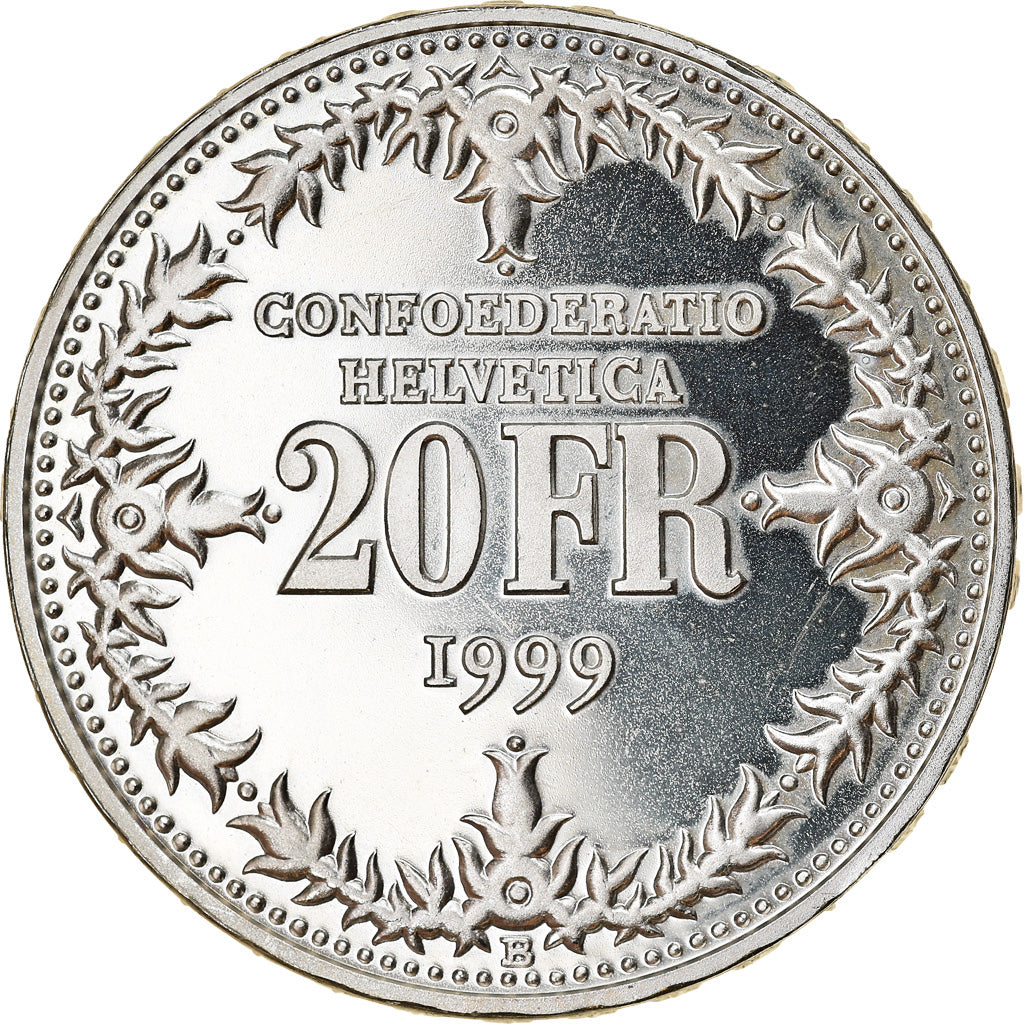 Münze, Schweiz, 150 ans de la Poste, 20 Francs, 1999, UNZ, Silber