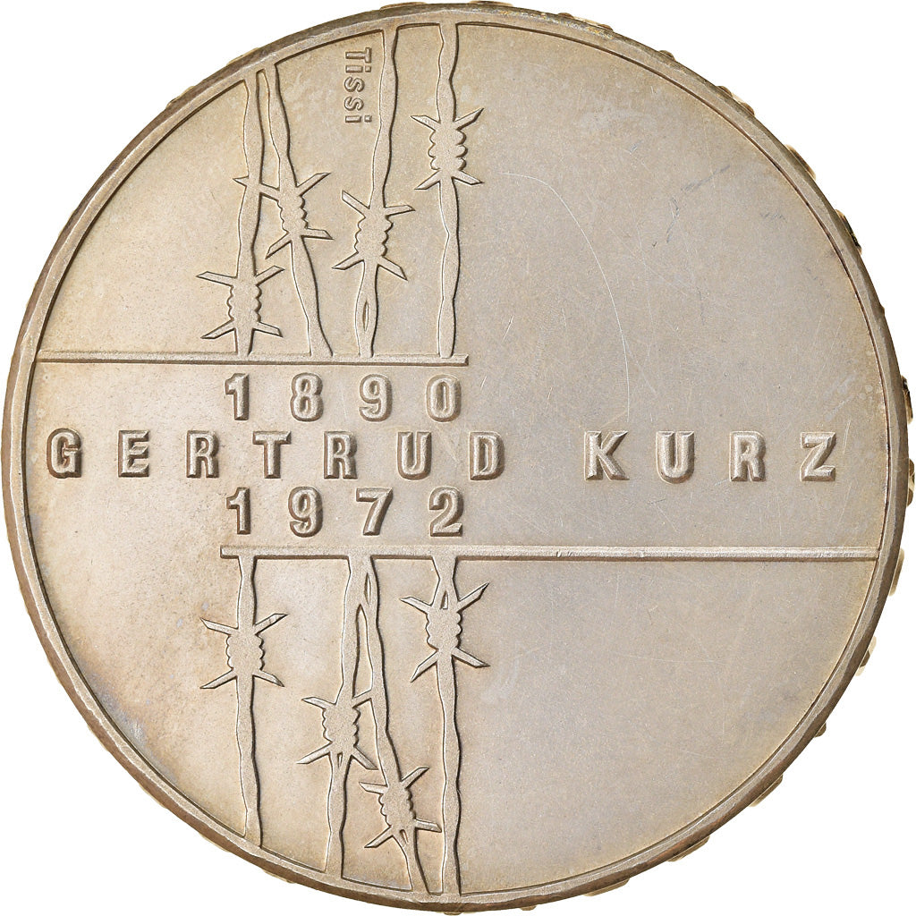 Münze, Schweiz, Gertrud Kurz, 20 Francs, 1992, VZ, Silber