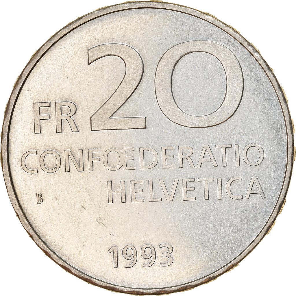 Münze, Schweiz, Paracelsus, 20 Francs, 1993, UNZ, Silber