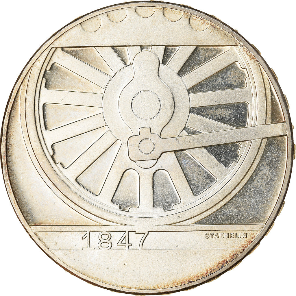 Münze, Schweiz, 150 ans rail suisse, 20 Francs, 1997, Proof, UNZ, Silber