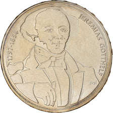 Moeda, Suíça, Jeremias Gotthelf, 20 Francs, 1997, Proof, MS(63), Prata