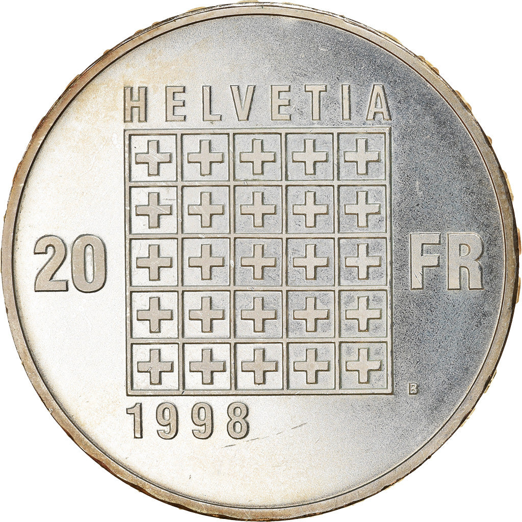 Moneta, Svizzera, Confédération, 20 Francs, 1998, Proof, SPL, Argento