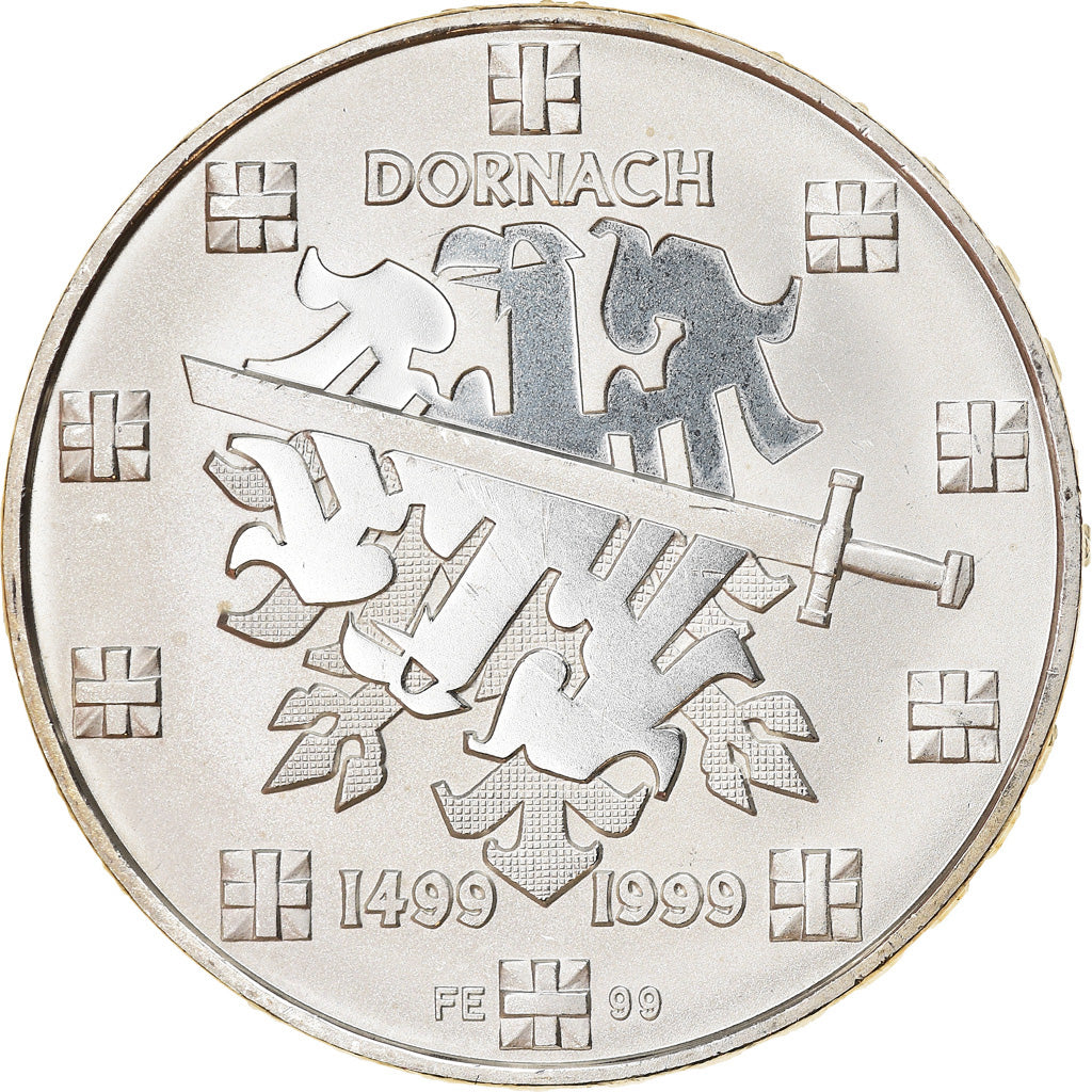 Münze, Schweiz, Bataille de Dornach, 20 Francs, 1999, Proof, UNZ, Silber
