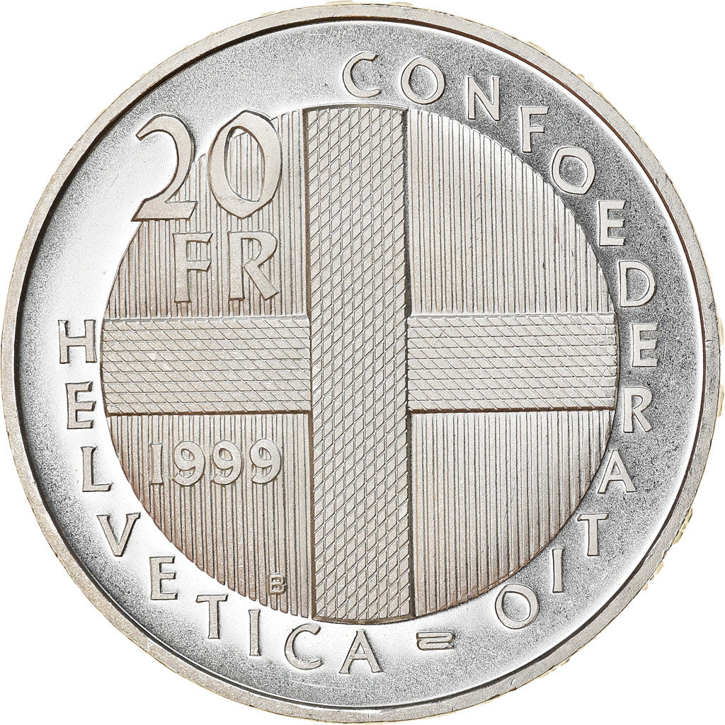 Münze, Schweiz, Bataille de Dornach, 20 Francs, 1999, Proof, UNZ, Silber