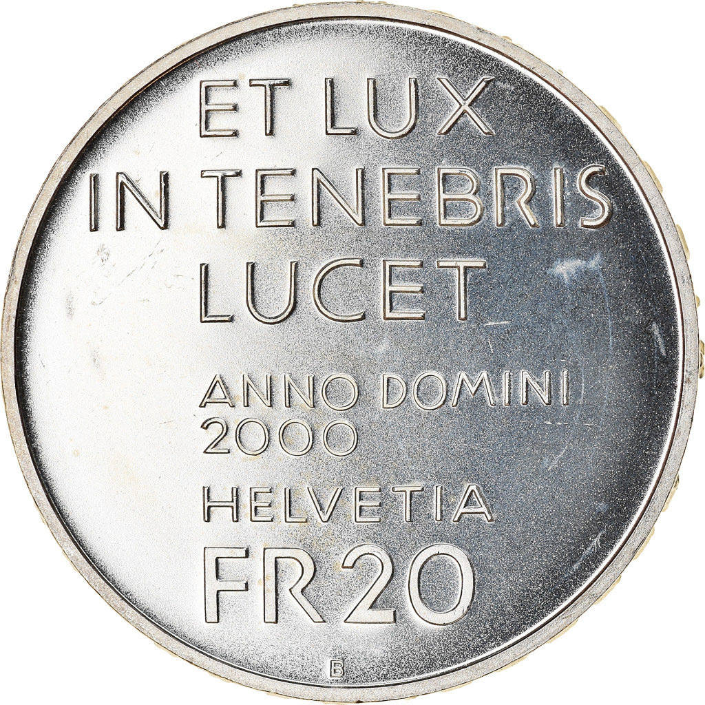 Moneta, Szwajcaria, Jésus, 20 Francs, 2000, Proof, MS(63), Srebro
