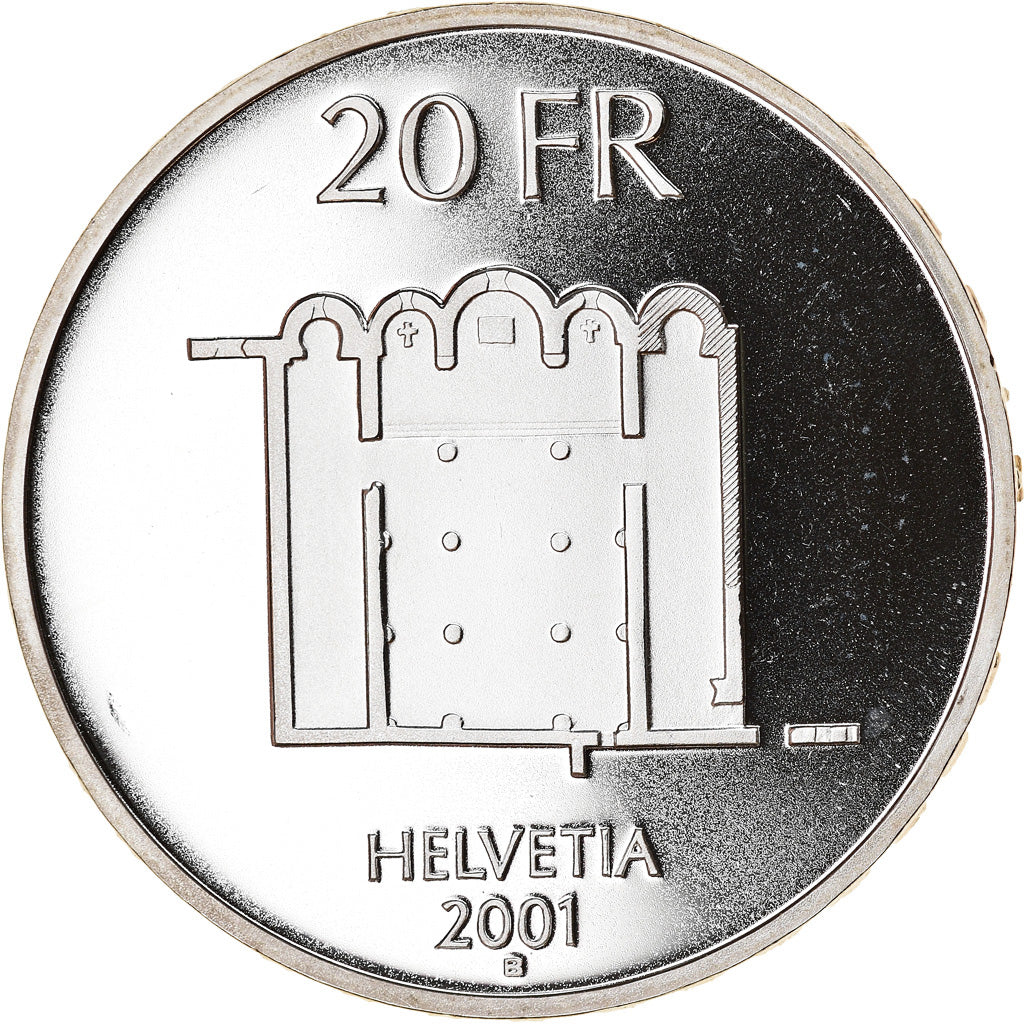 Münze, Schweiz, Couvent de Müstair, 20 Francs, 2001, Proof, UNZ, Silber