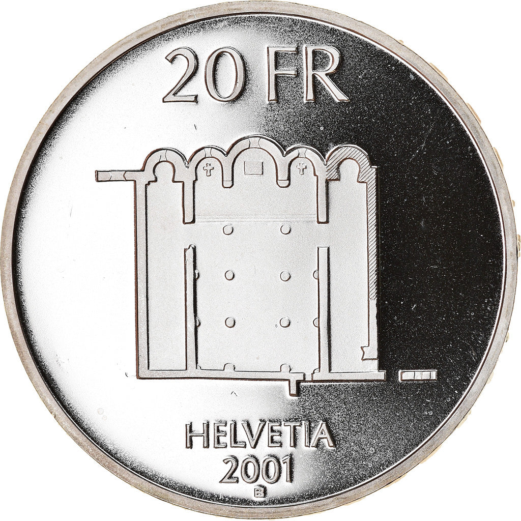 Coin, Switzerland, Couvent de Müstair, 20 Francs, 2001, Proof, MS(63), Silver