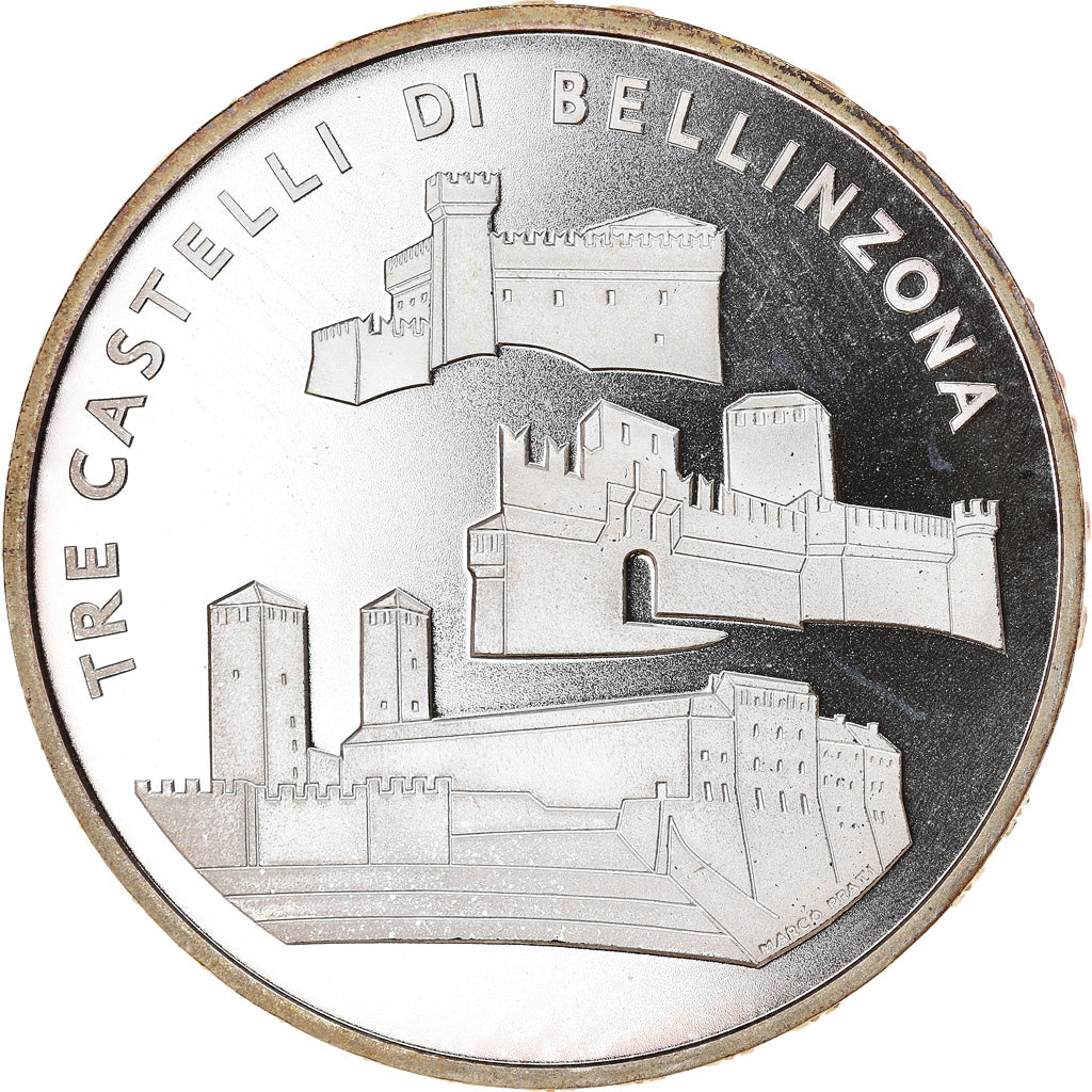 Münze, Schweiz, Châteaux de Bellinzone, 20 Francs, 2004, Proof, UNZ, Silber