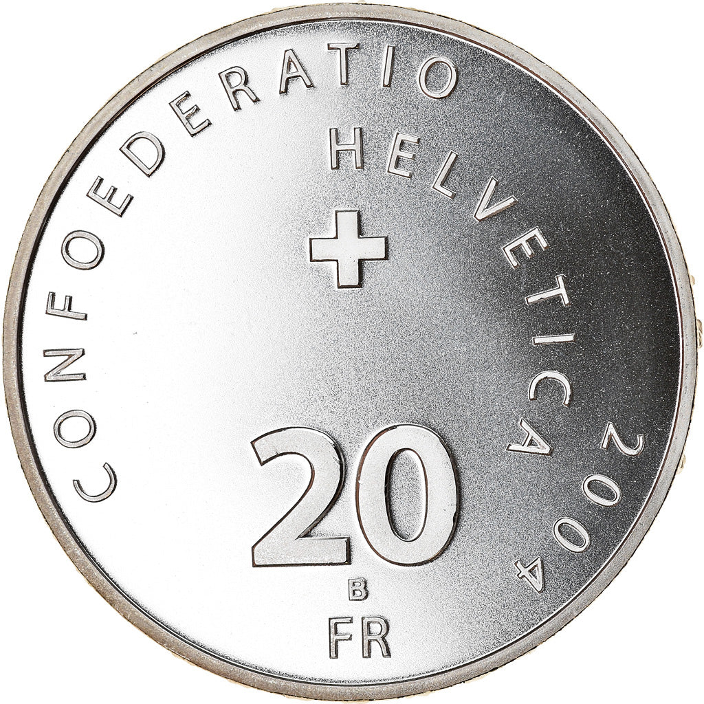 Münze, Schweiz, Château de Chillon, 20 Francs, 2004, Proof, UNZ, Silber