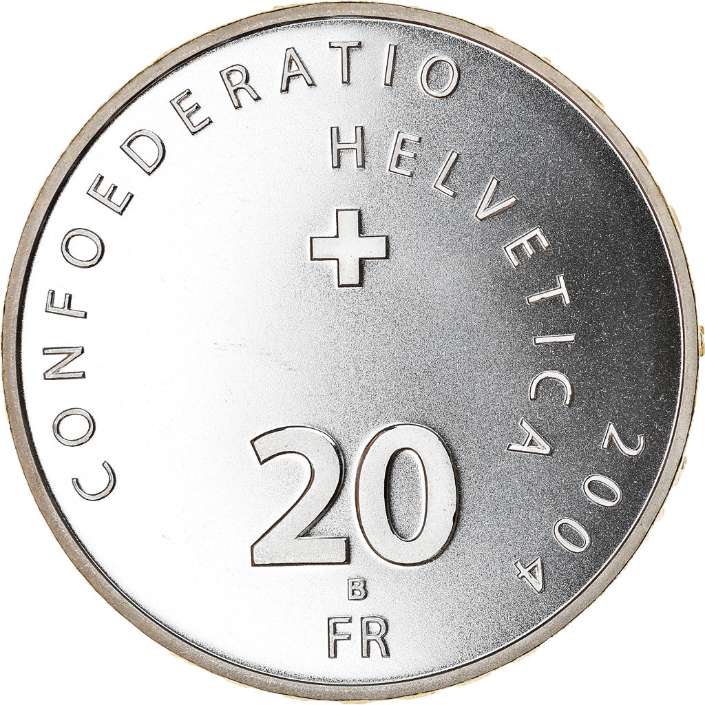 Coin, Switzerland, Château de Chillon, 20 Francs, 2004, Proof, MS(63), Silver