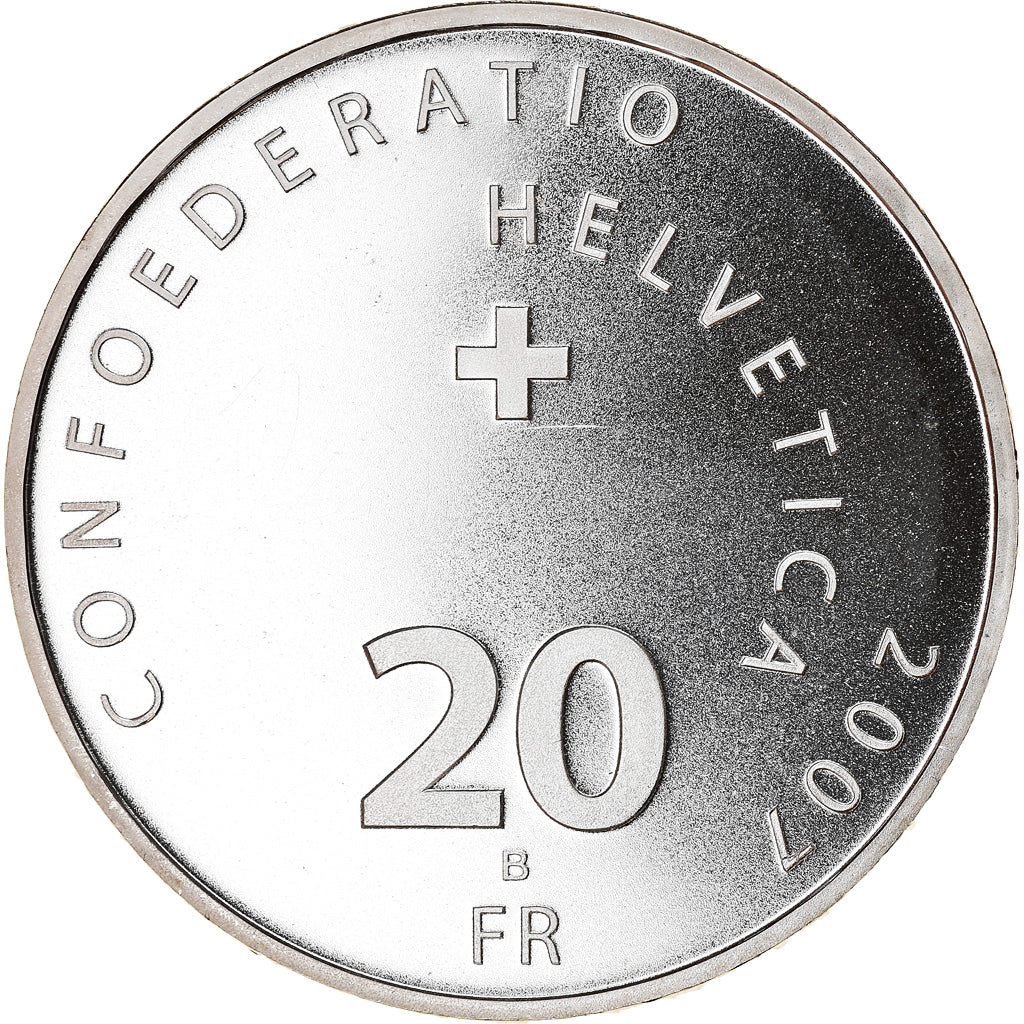 Münze, Schweiz, Munot, 20 Francs, 2007, Proof, UNZ, Silber