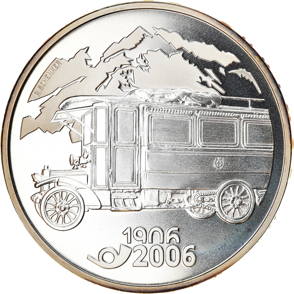 Moneta, Szwajcaria, Bus postal, 20 Francs, 2006, Proof, MS(63), Srebro