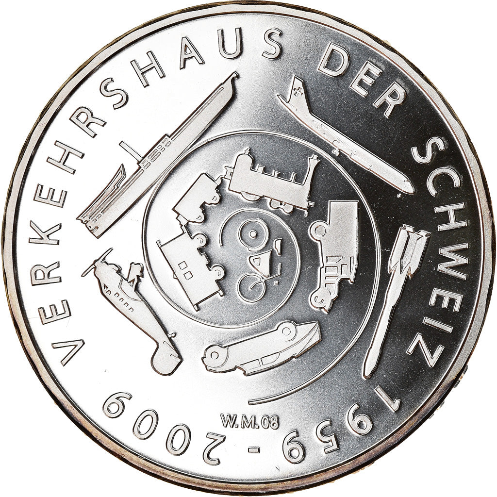 Moneta, Svizzera, Musée suisse des transports, 20 Francs, 2009, Proof, SPL