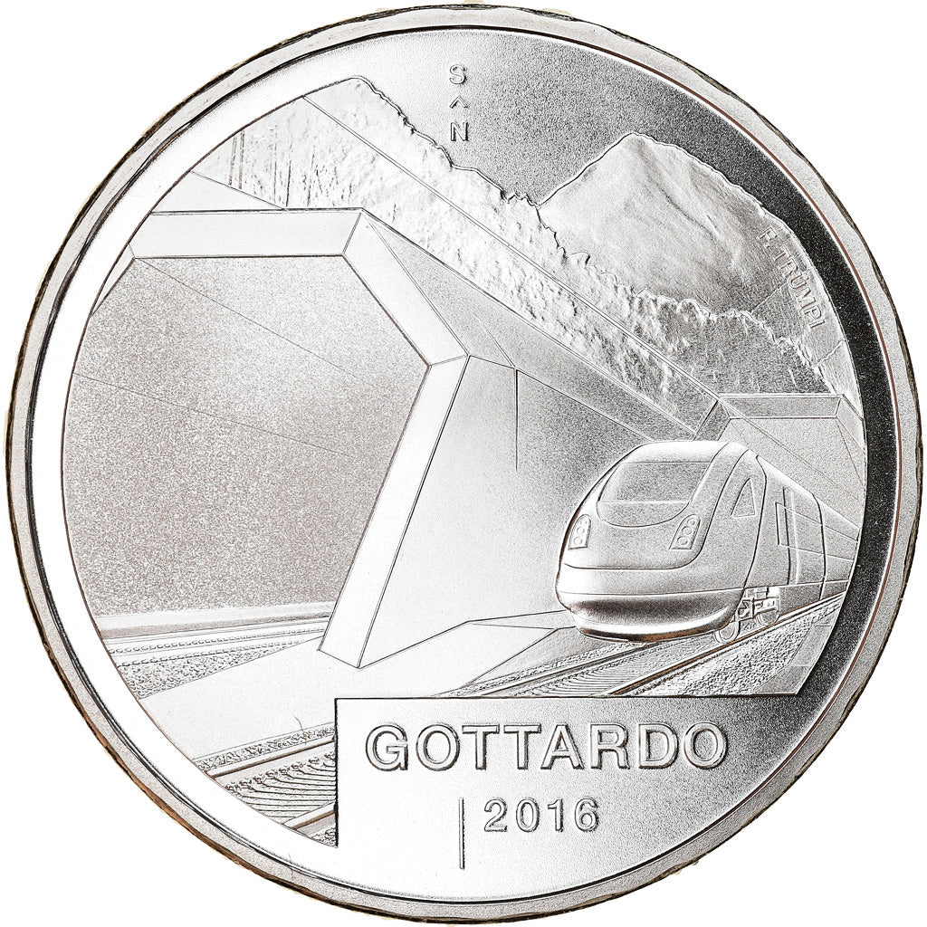 Moneta, Svizzera, Gottardo tunnel, 20 Francs, 2016, Proof, SPL, Argento