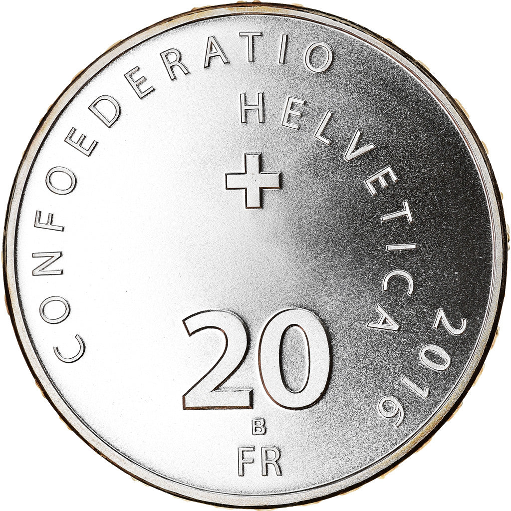 Moneta, Svizzera, Gottardo tunnel, 20 Francs, 2016, Proof, SPL, Argento