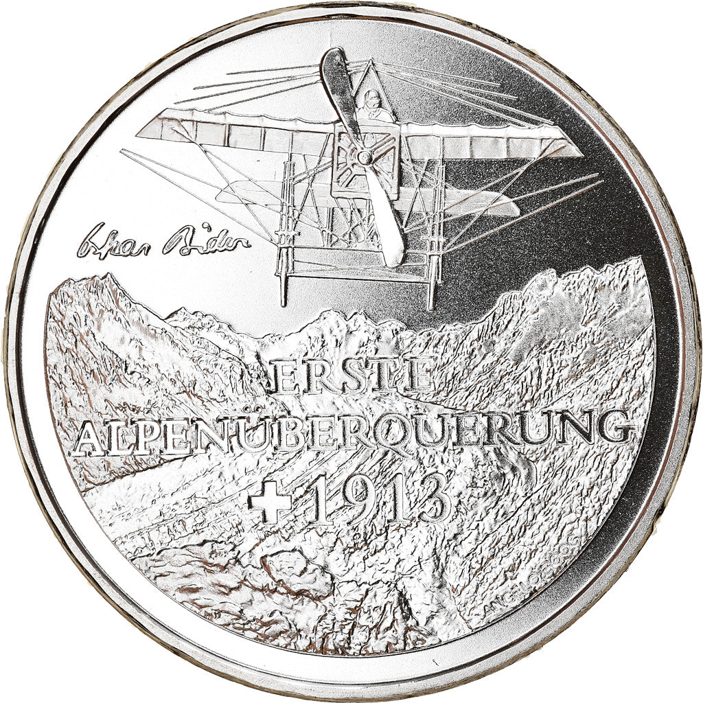Coin, Switzerland, 1er survol des Alpes, 20 Francs, 2013, Proof, MS(63), Silver
