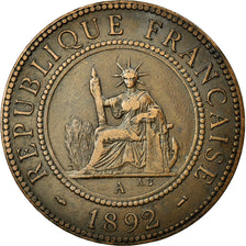 Coin, French Indochina, Cent, 1892, Paris, EF(40-45), Bronze, KM:1, Lecompte:43