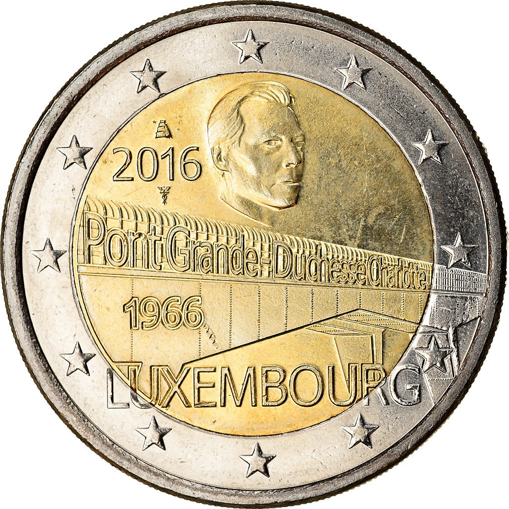 Luxembourg, 2 Euro, Pont Grande Duchesse Charlotte, 2016, MS(63), Bi-Metallic