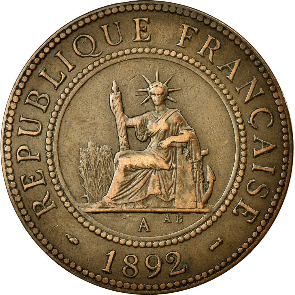 Monnaie, Indochine Française, Cent, 1892, Paris, TTB, Bronze, KM:1, Lecompte:43