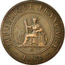 Coin, French Indochina, Cent, 1892, Paris, EF(40-45), Bronze, KM:1, Lecompte:43