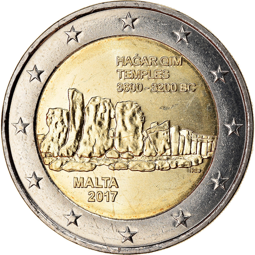 Malta, 2 Euro, Temples, 2017, MS(63), Bi-Metallic