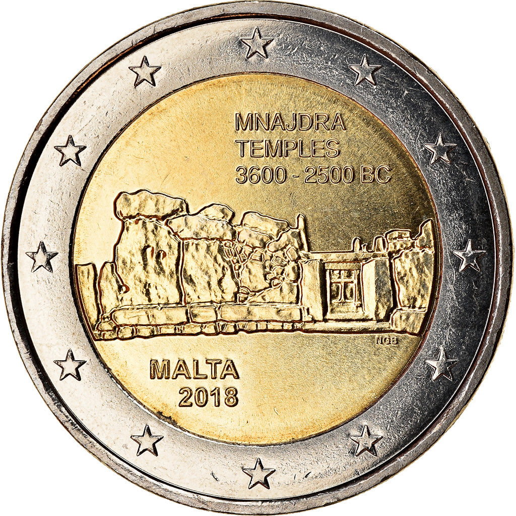 Malta, 2 Euro, Temples, 2018, SPL, Bi-metallico