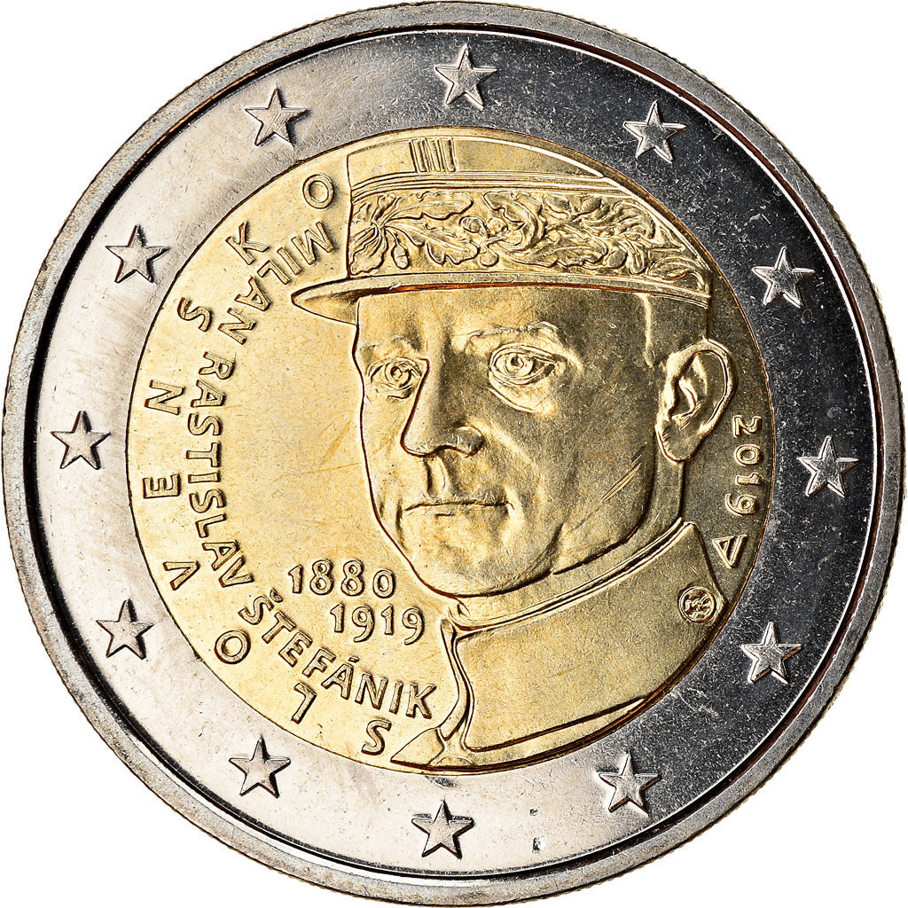 Slovakia, 2 Euro, Milan Rastislav Stefanik, 2019, MS(63), Bi-Metallic