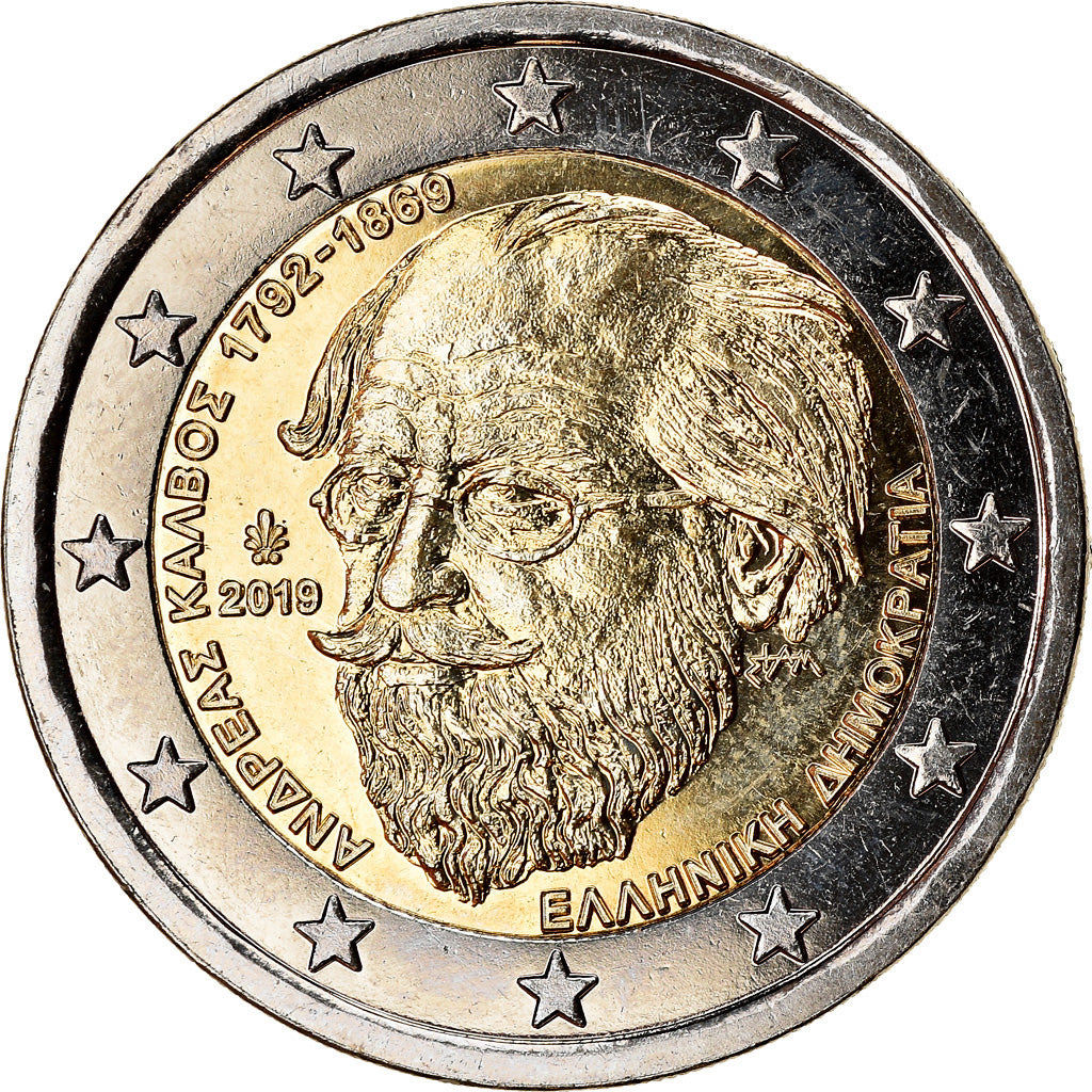 Griechenland, 2 Euro, Andreas Calvos, 2019, UNZ, Bi-Metallic