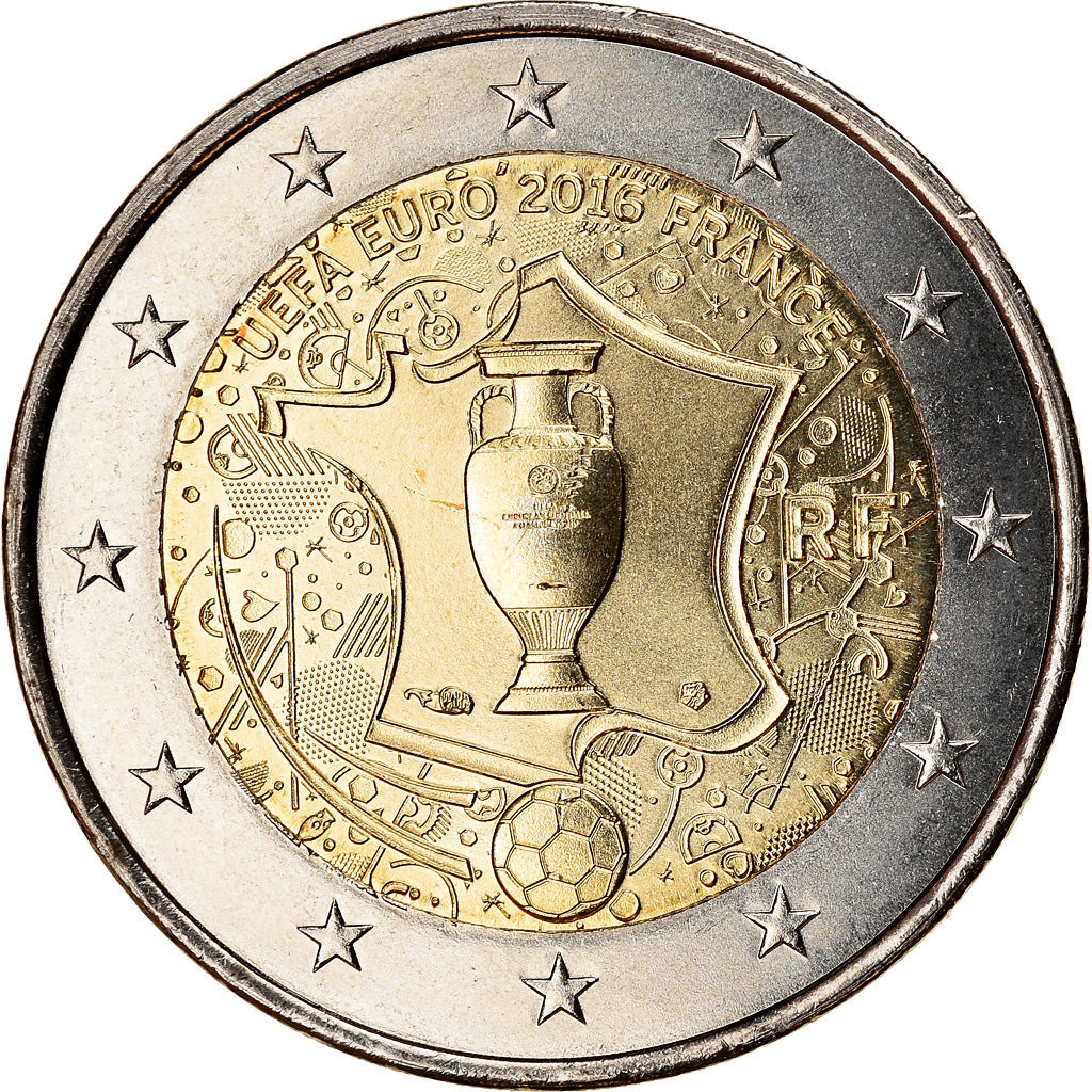 Francia, 2 Euro, UEFA Euro 2016, 2016, SPL, Bi-metallico
