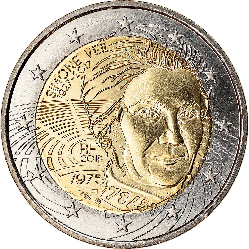 France, 2 Euro, Simone Veil, 2018, MS(65-70), Bi-Metallic
