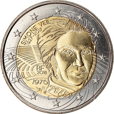 França, 2 Euro, Simone Veil, 2018, MS(65-70), Bimetálico